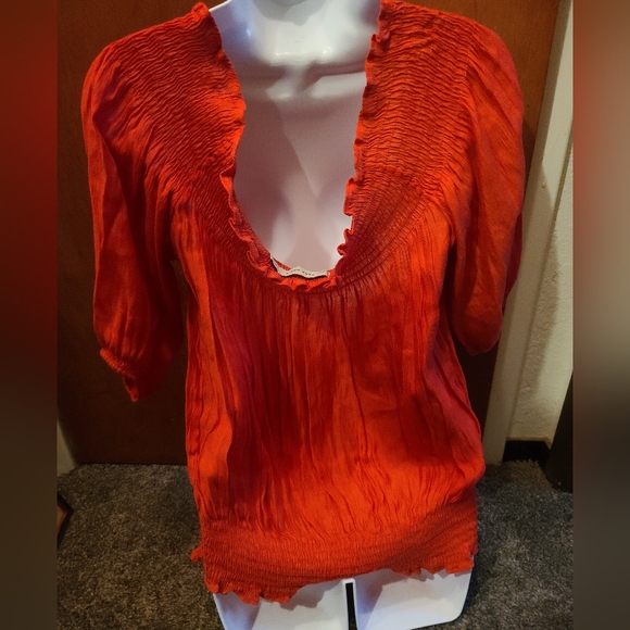 Zara 🔥 fire red/orange Off the shoulder top szM - Picture 3 of 9